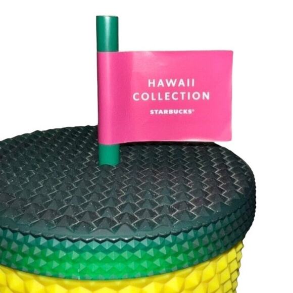 Starbucks Hawaii Collection Exclusive Pineapple Studded Tumbler & Straw 24oz NWT - Picture 4 of 5